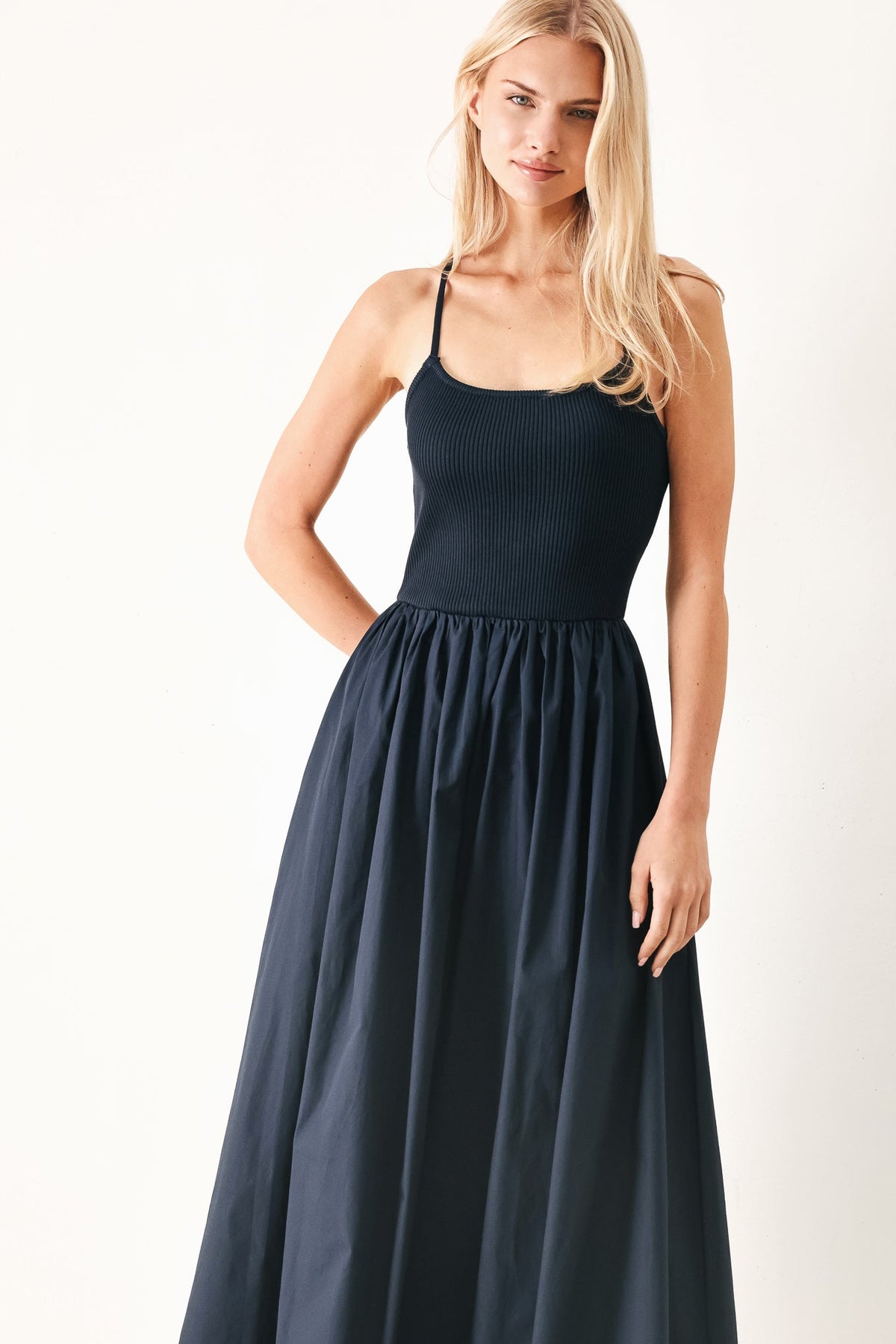 Flying Tomato Easy Breeze Navy Woven Midi Dress