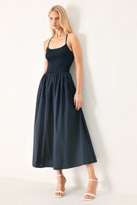 Flying Tomato Easy Breeze Navy Woven Midi Dress