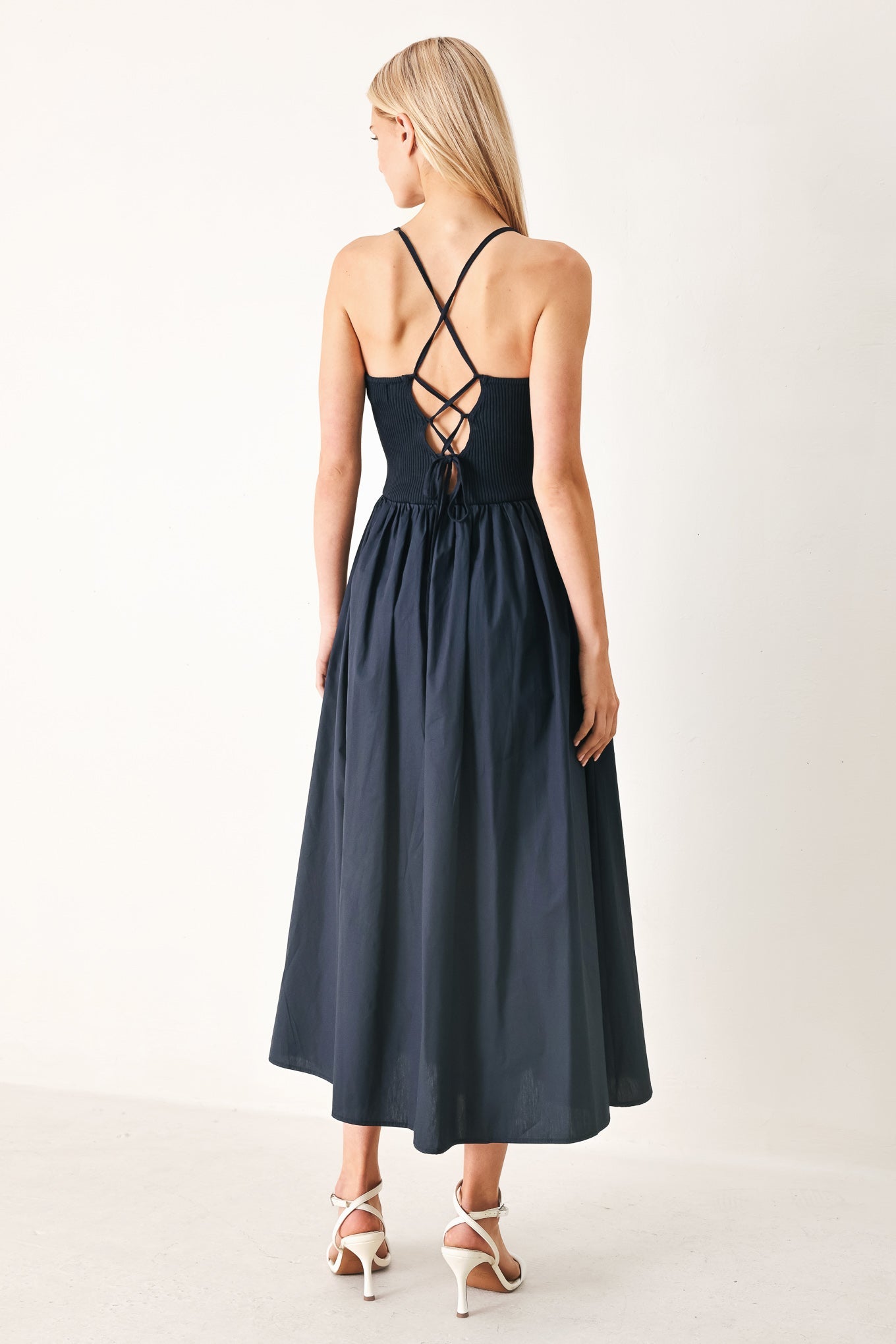 Flying Tomato Easy Breeze Navy Woven Midi Dress