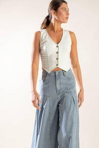 Flying Tomato White Denim Vest