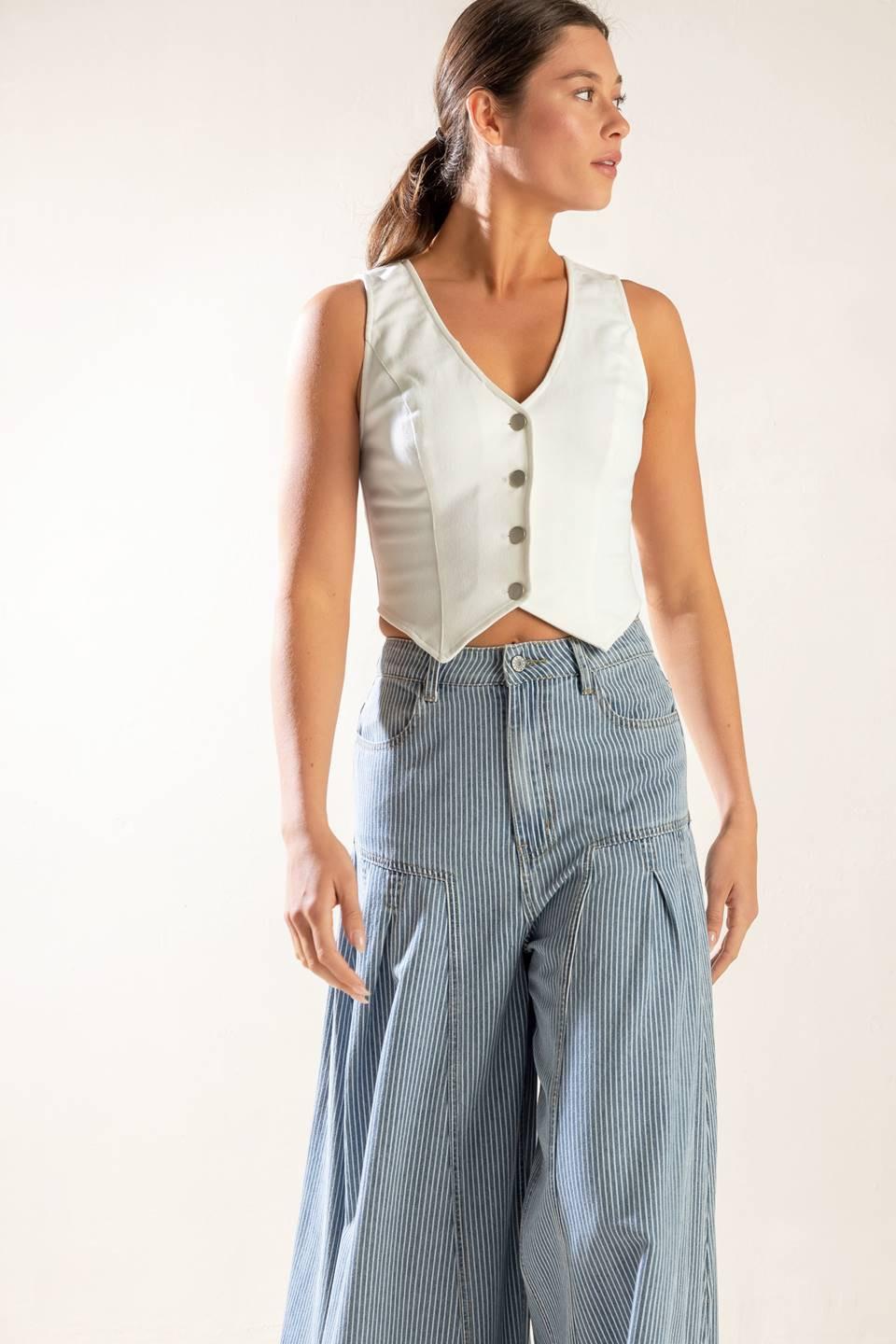 Flying Tomato White Denim Vest