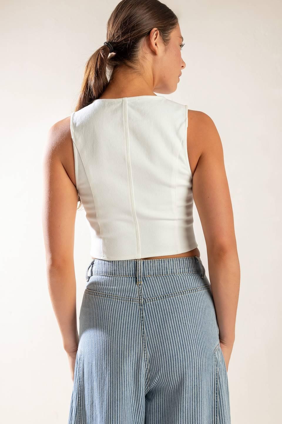 Flying Tomato White Denim Vest
