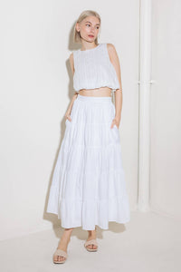 Flying Monkey Simply Spellbound White Woven Midi Skirt