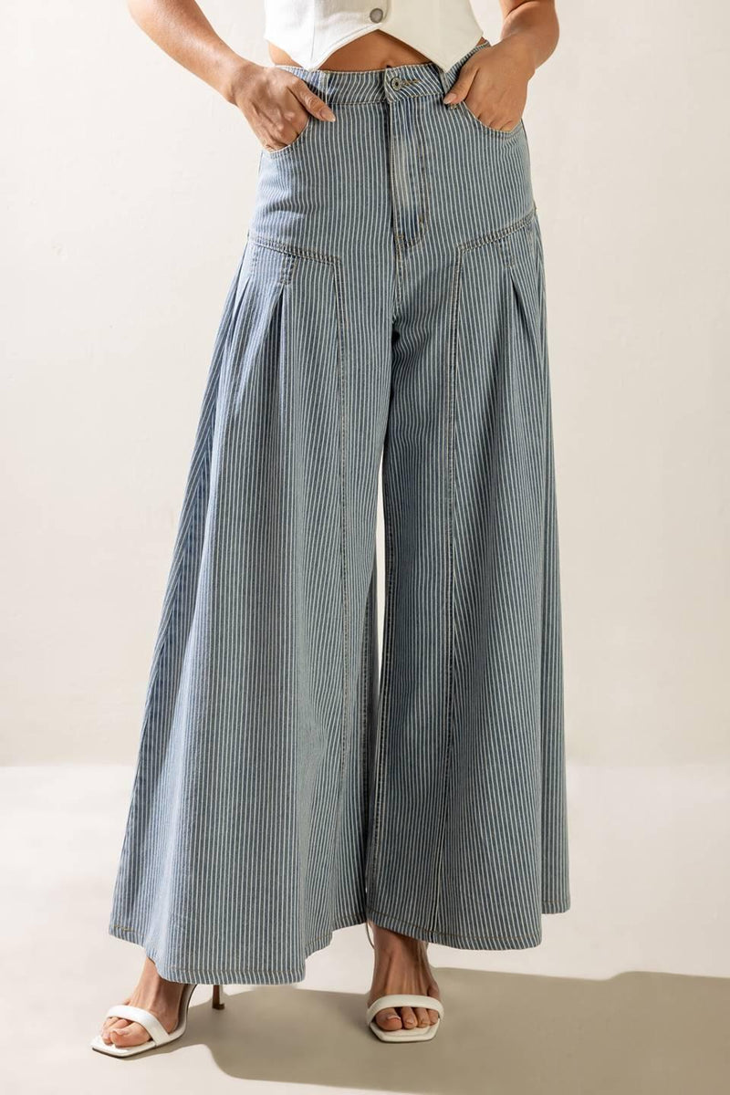 Flying Tomato Rooftop Romance Wide Leg Denim Palazzo Pants