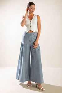 Flying Tomato Rooftop Romance Wide Leg Denim Palazzo Pants