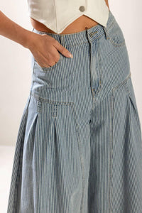 Flying Tomato Rooftop Romance Wide Leg Denim Palazzo Pants
