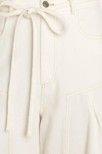 Flying Tomato Every Sunday White Woven Palazzo Pants
