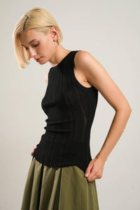 Flying Tomato Be Right Back Black Knit Top