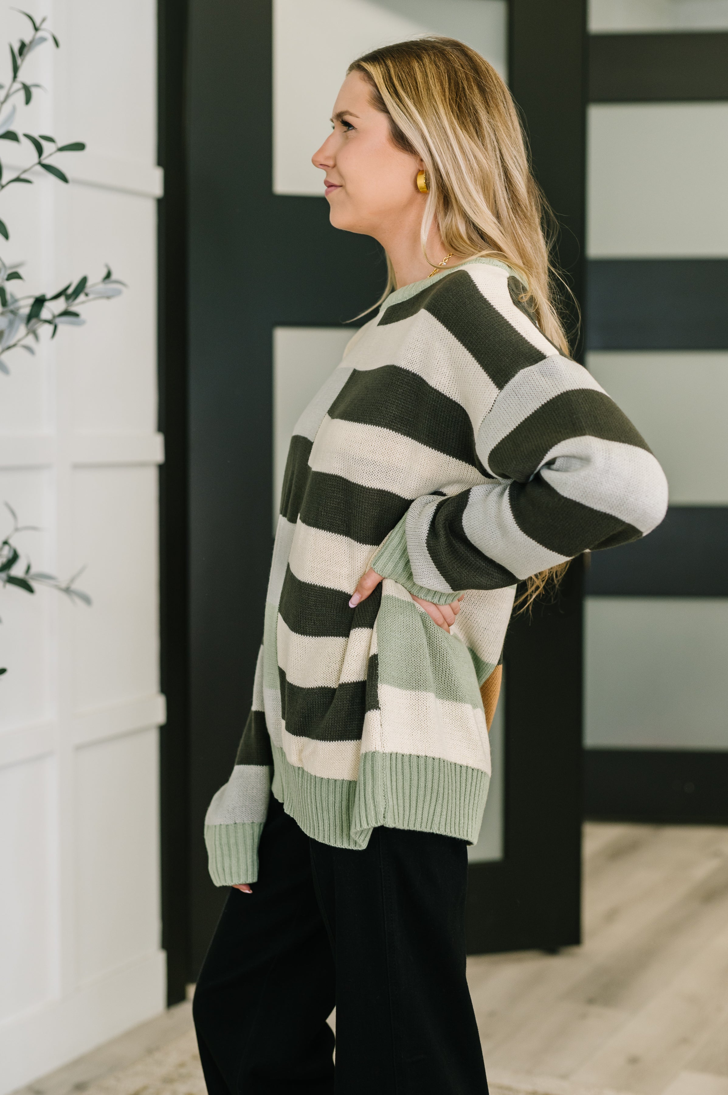 Mixed Stripe Color Block Knit Pullover Sweater