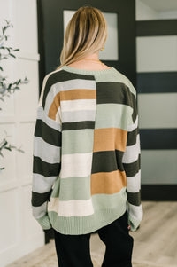 Mixed Stripe Color Block Knit Pullover Sweater