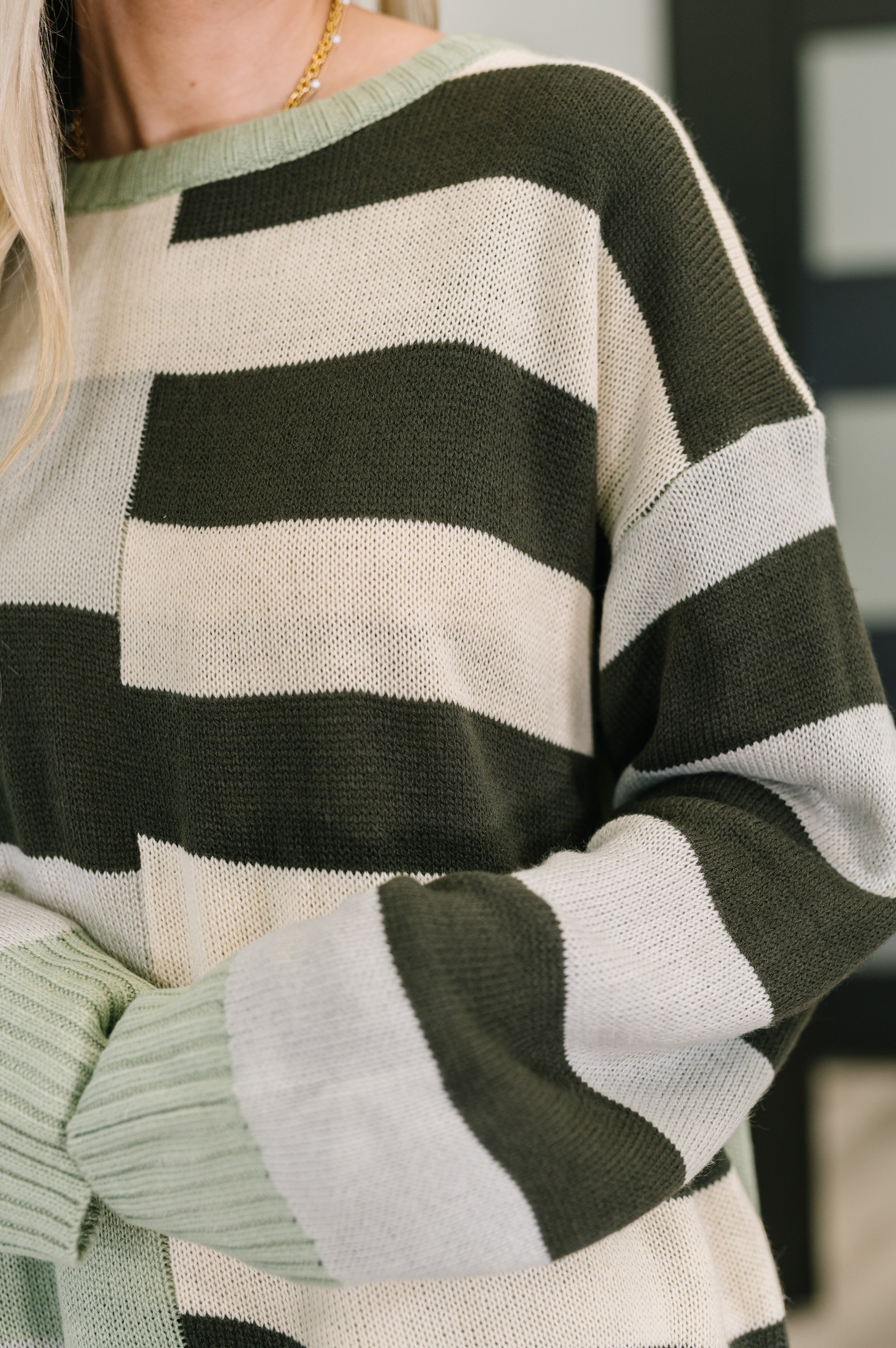 Mixed Stripe Color Block Knit Pullover Sweater