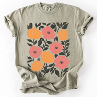 Flowers and Pumpkins Autumn Floral Comfort Colors Graphic T-Shirt