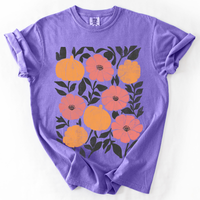Flowers and Pumpkins Autumn Floral Comfort Colors Graphic T-Shirt