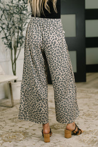 Wide Leg French Terry Leopard Print Pants