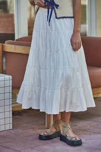 For A Moment Elastic Waist Tiered Skirt