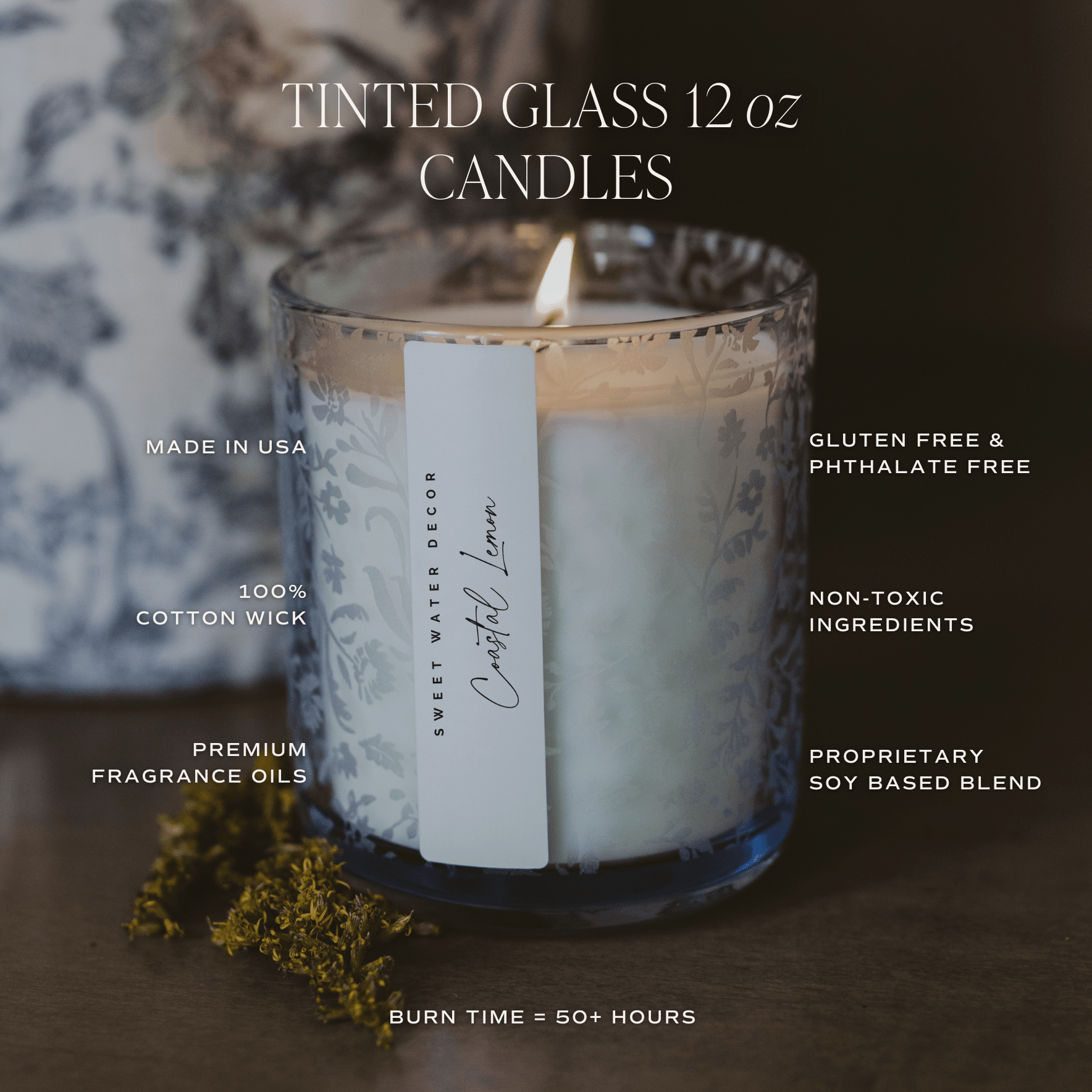 Sweet Water Decor Stress Relief Soy Candle - Blue Tinted Glass Jar - 12 oz
