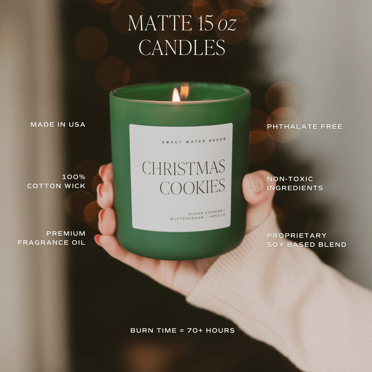 Sweet Water Decor Under the Mistletoe Soy Candle - Green Matte Jar - 15 oz (Fraser Fir)