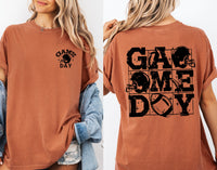 Game Day Front and Back Comfort Colors Graphic T-Shirt