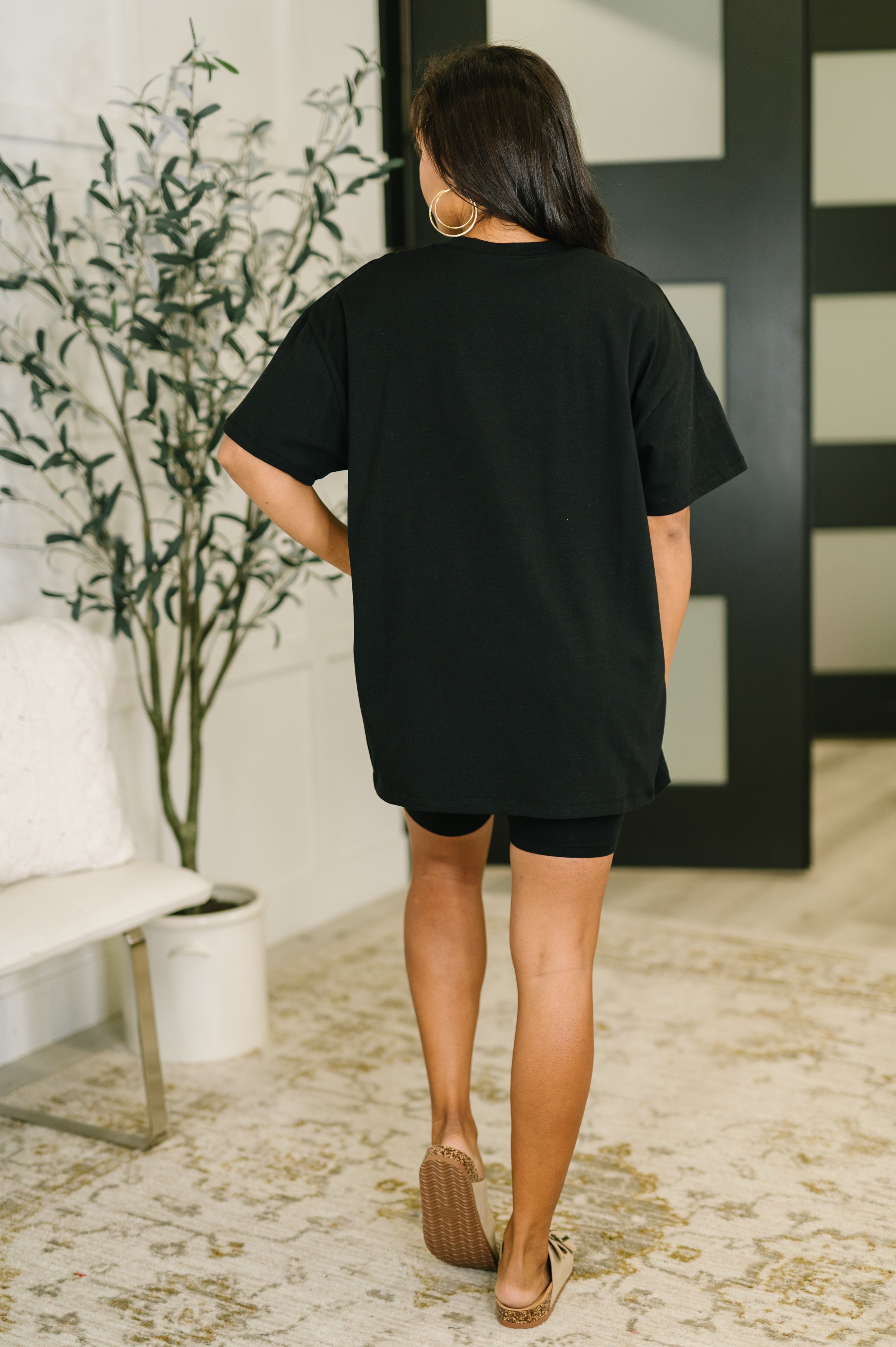 Cotton Top and Biker Shorts Set in Black