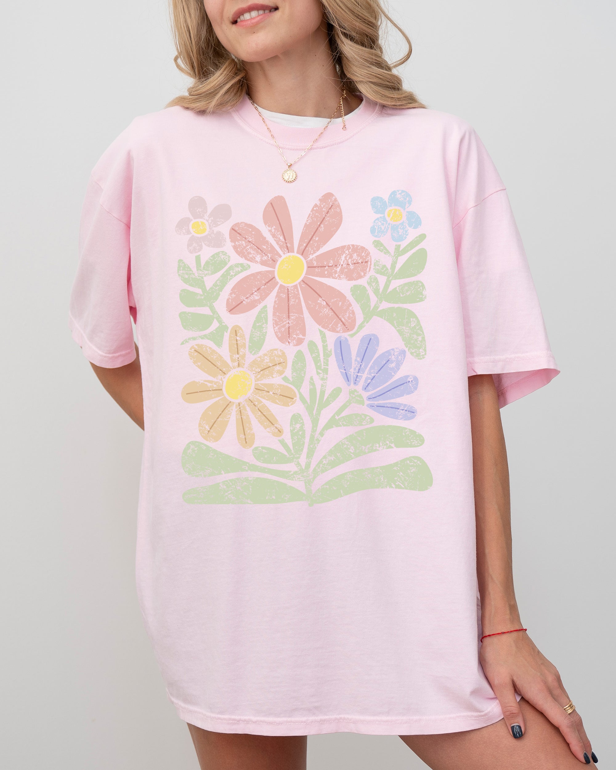 Chalk Flowers Boho Design Comfort Colors Graphic T-Shirt