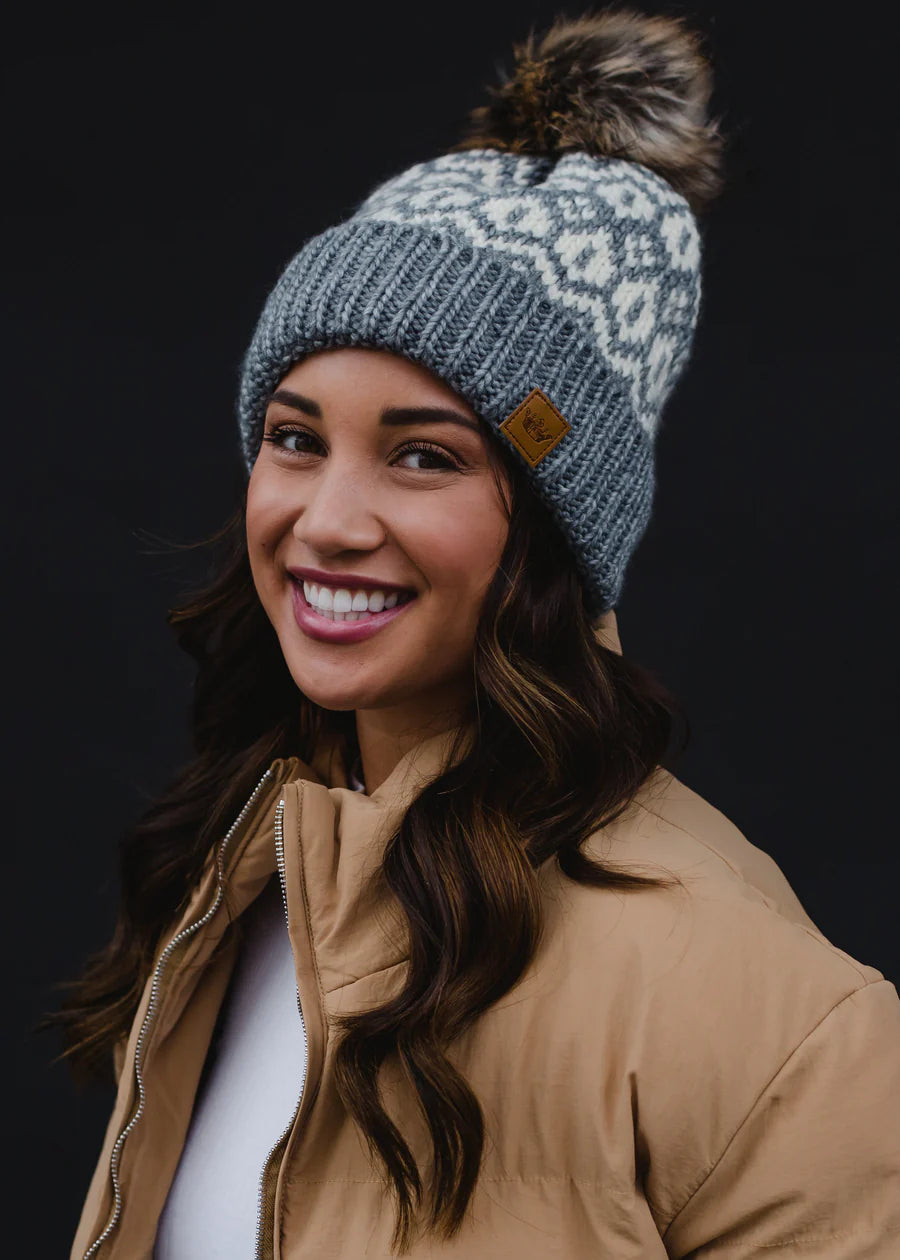 Snow Bunny Patterned Fleece Lined Hat