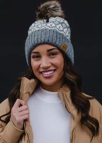 Snow Bunny Patterned Fleece Lined Hat