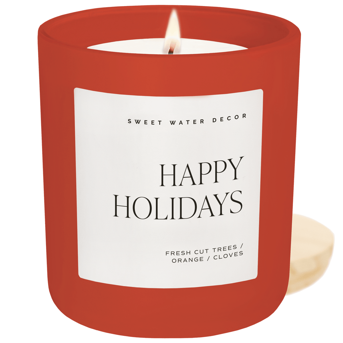Sweet Water Decor Happy Holidays Soy Candle - Red Matte Jar - 15 oz (Christmas)