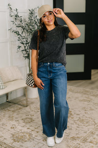 Zenana Mineral Wash Tee in Ash Black