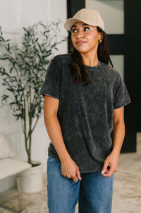 Zenana Mineral Wash Tee in Ash Black