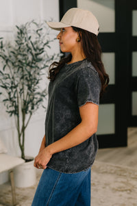Zenana Mineral Wash Tee in Ash Black