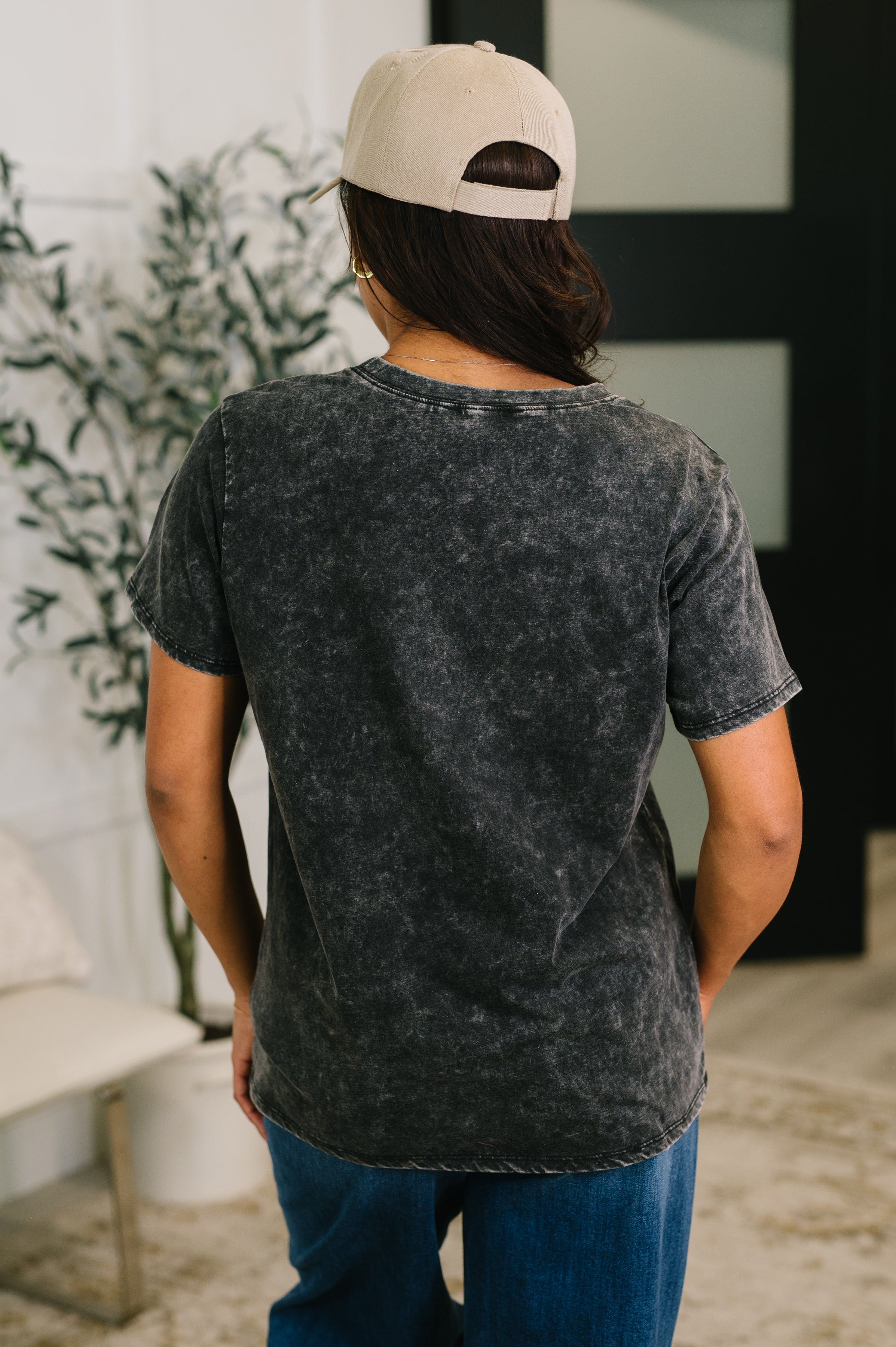Zenana Mineral Wash Tee in Ash Black