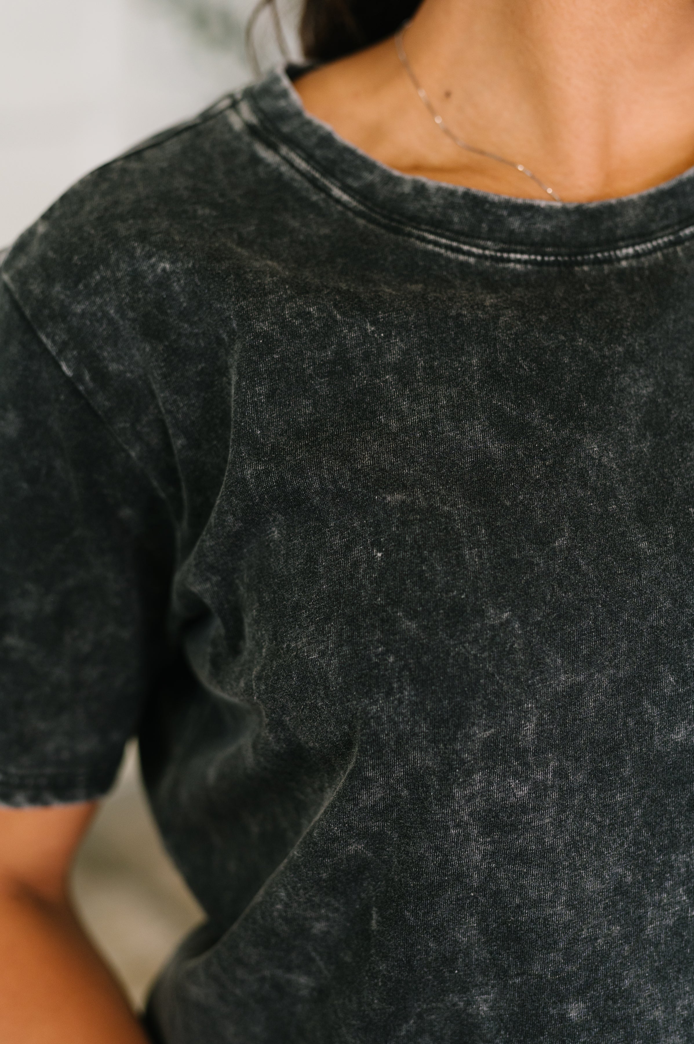 Zenana Mineral Wash Tee in Ash Black