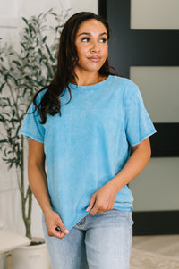 Zenana Mineral Wash Tee in Deep Sky