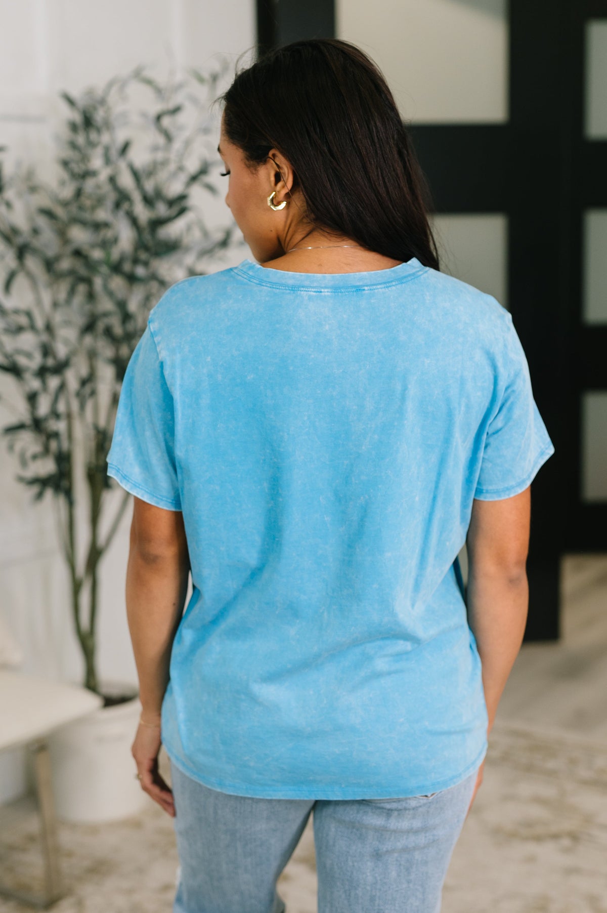 Zenana Mineral Wash Tee in Deep Sky