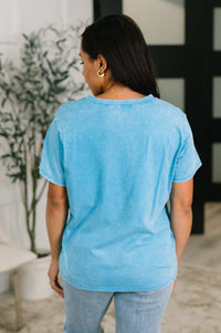 Zenana Mineral Wash Tee in Deep Sky