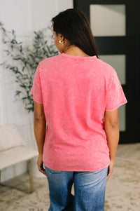 Zenana Mineral Wash Tee in Fuchsia