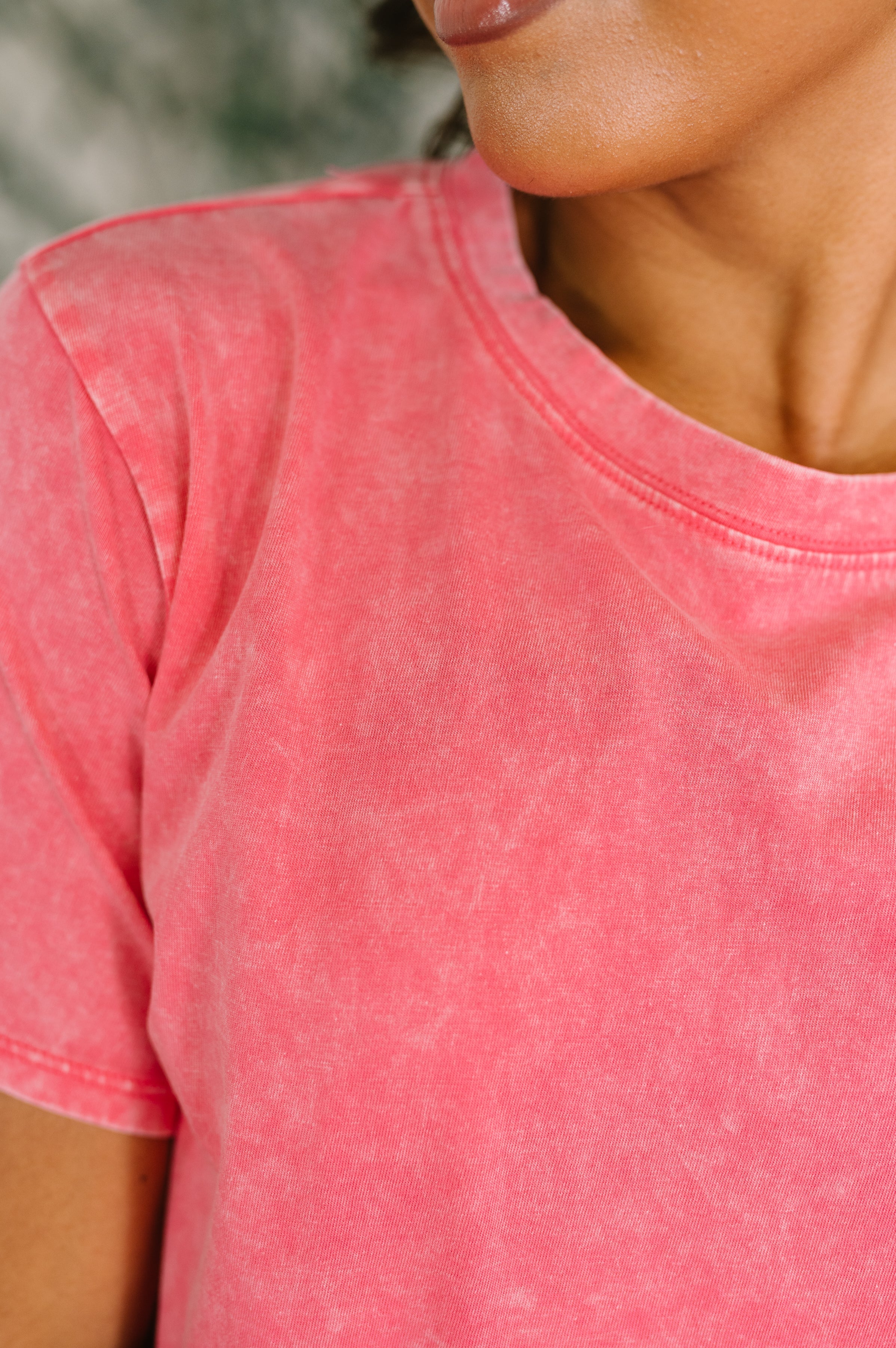 Zenana Mineral Wash Tee in Fuchsia