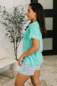 Zenana Mineral Wash Tee in Turquoise