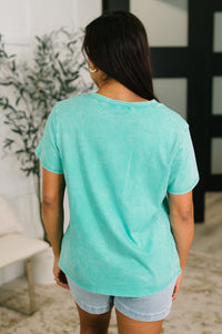 Zenana Mineral Wash Tee in Turquoise