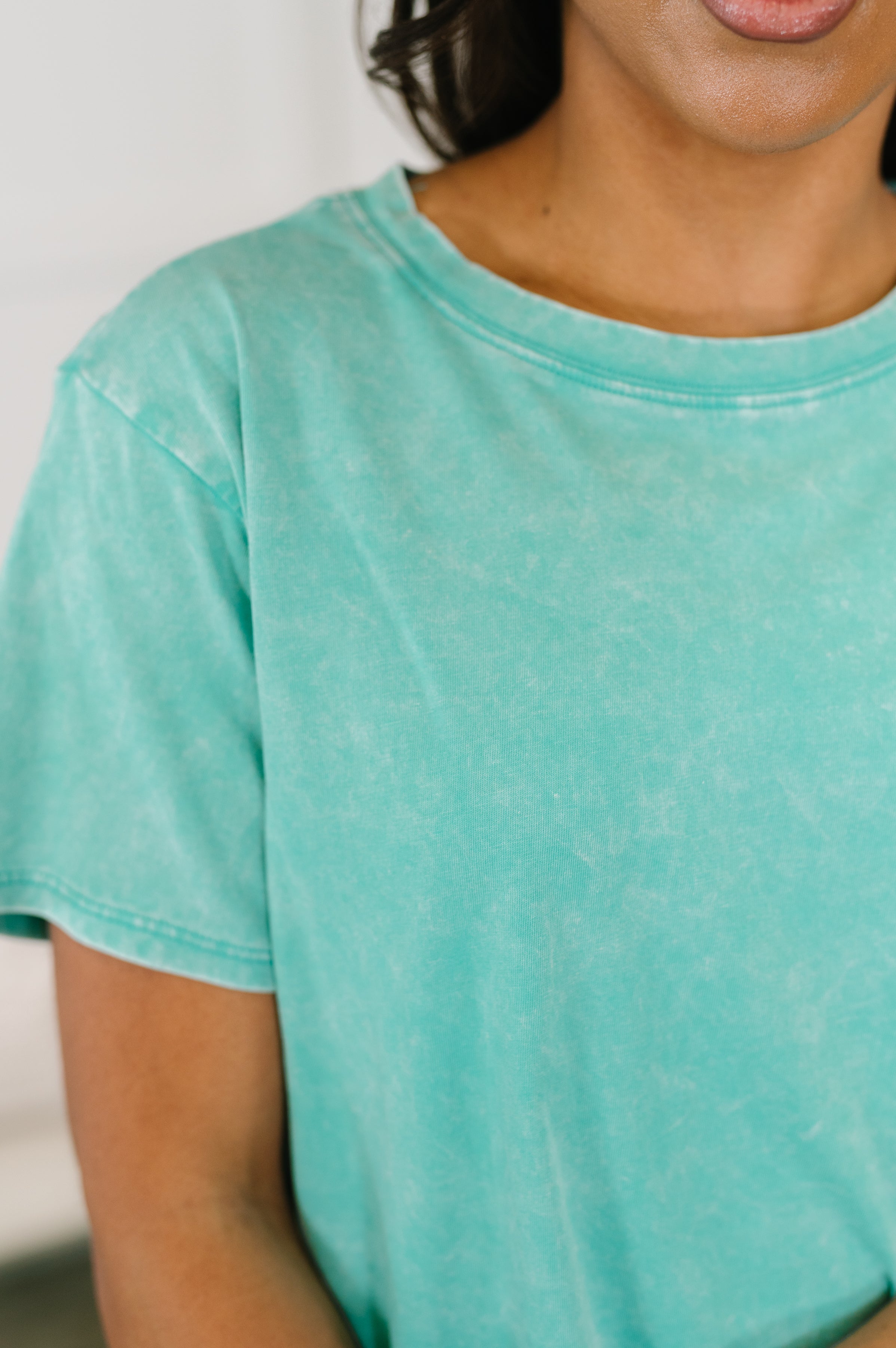 Zenana Mineral Wash Tee in Turquoise