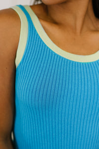 Contrast Trim Tank in Blue
