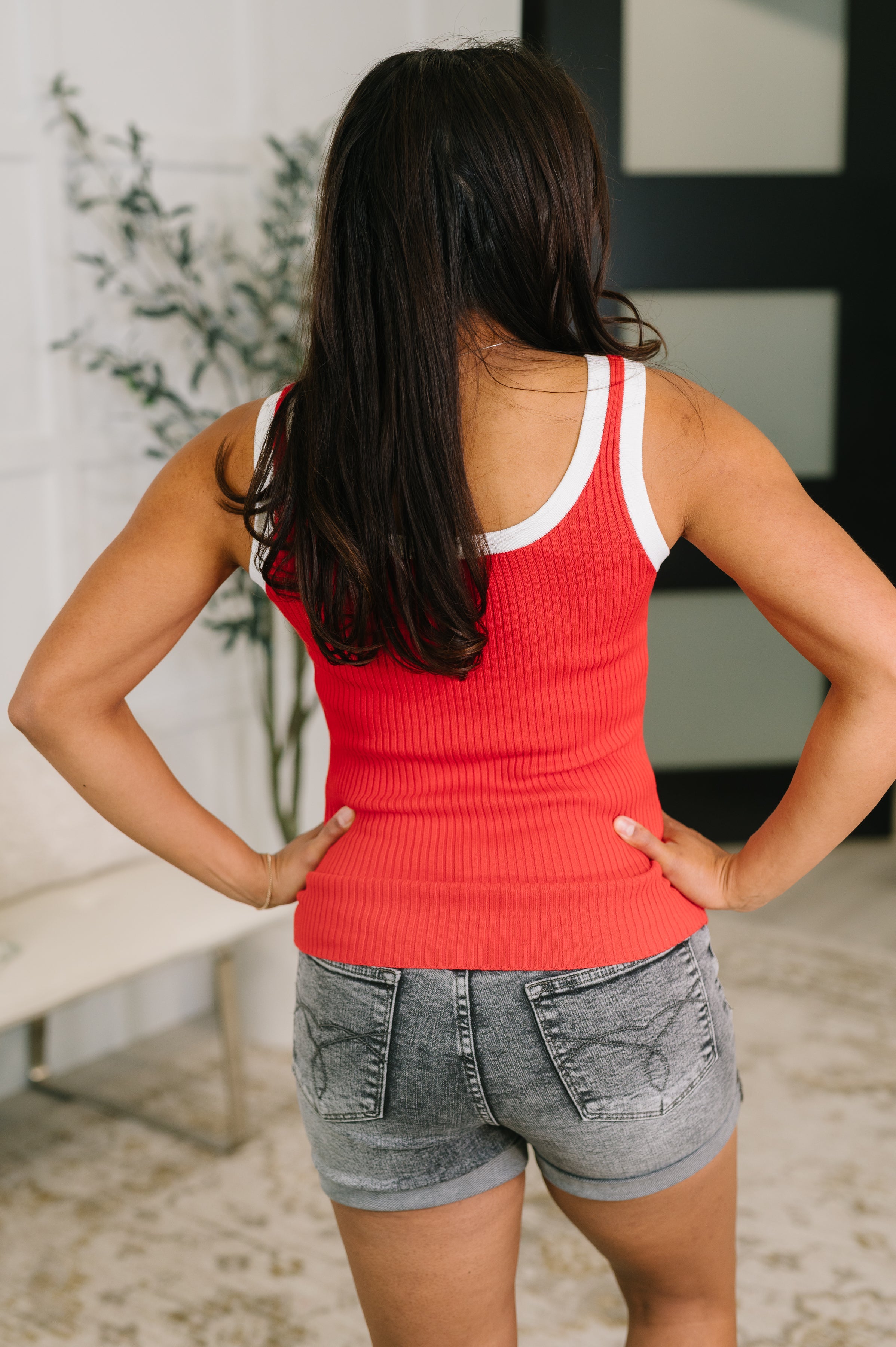 Contrast Trim Tank in Red
