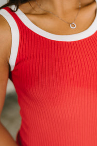 Contrast Trim Tank in Red