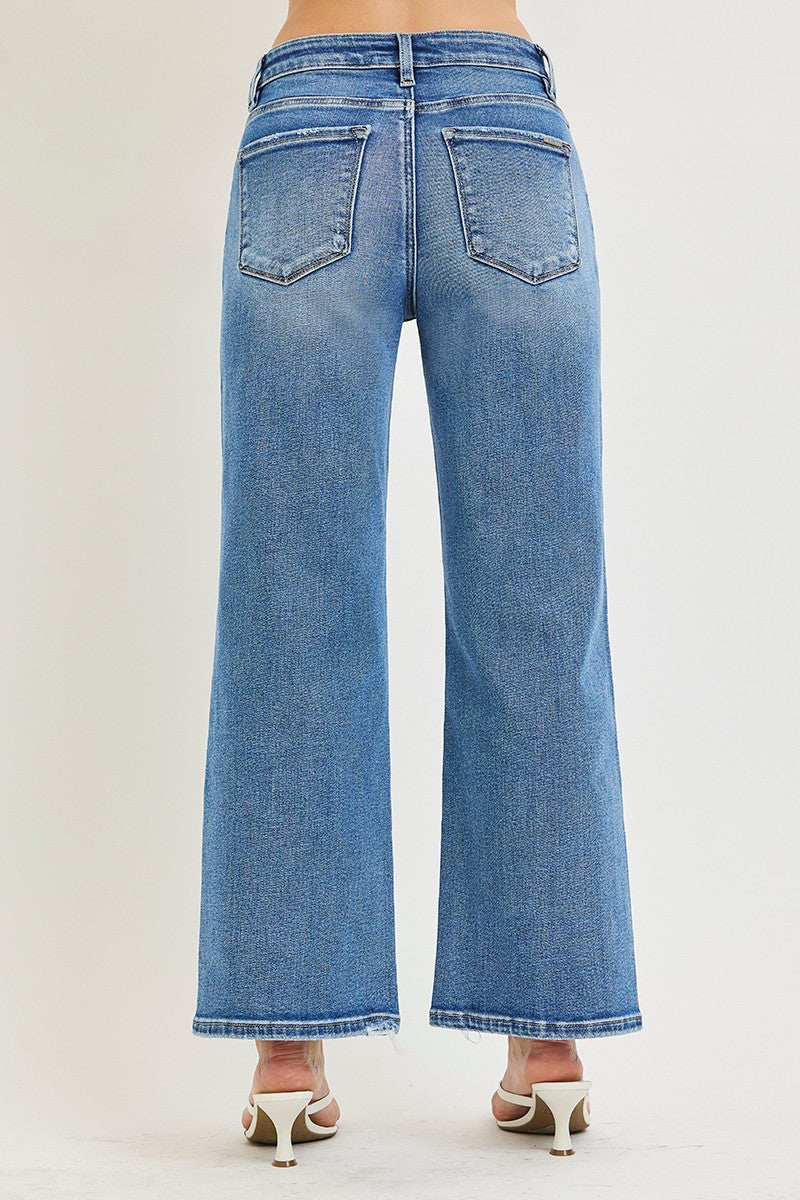 Risen High Rise Cropped Wide Leg Jeans PWC21790