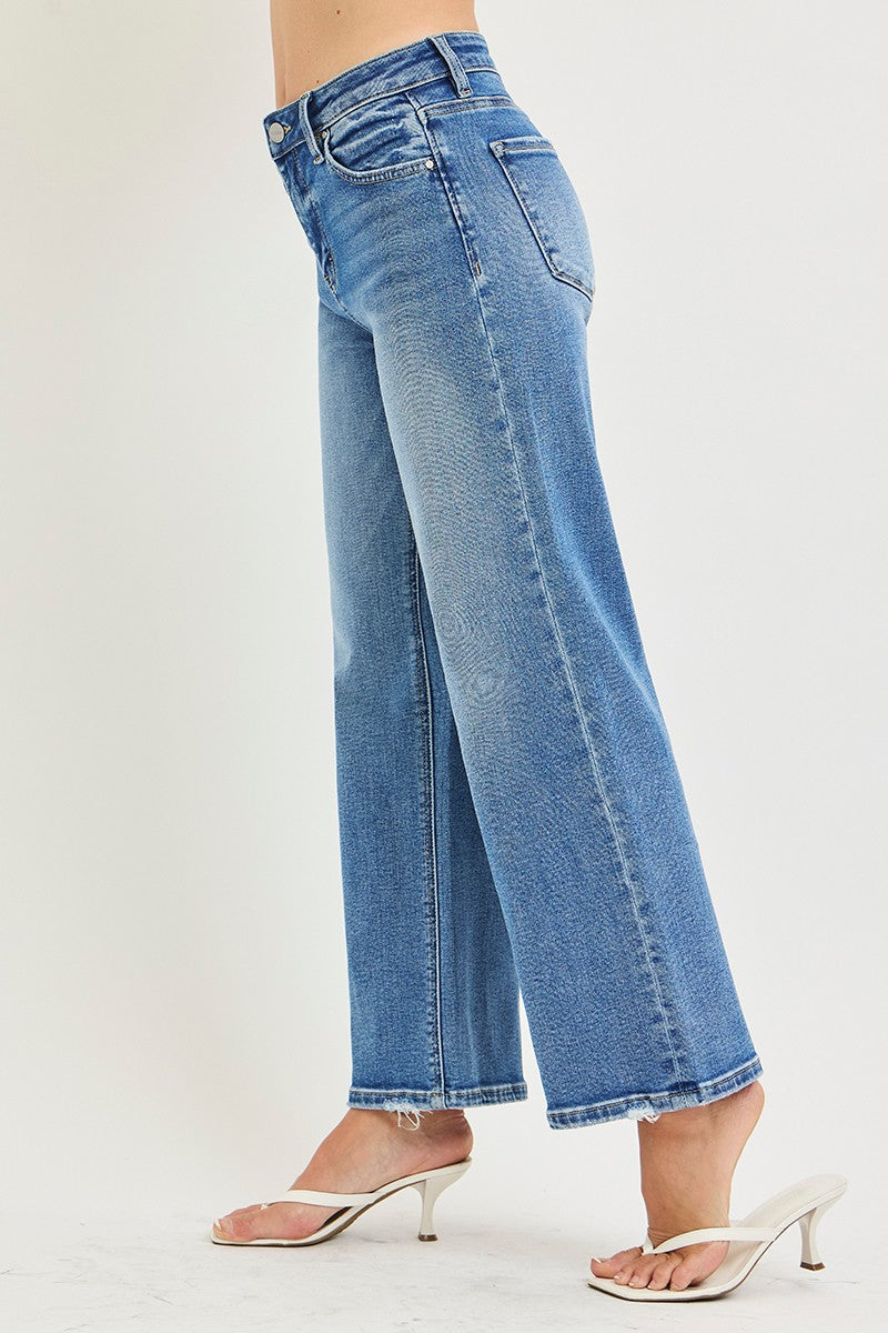 Risen High Rise Cropped Wide Leg Jeans PWC21790