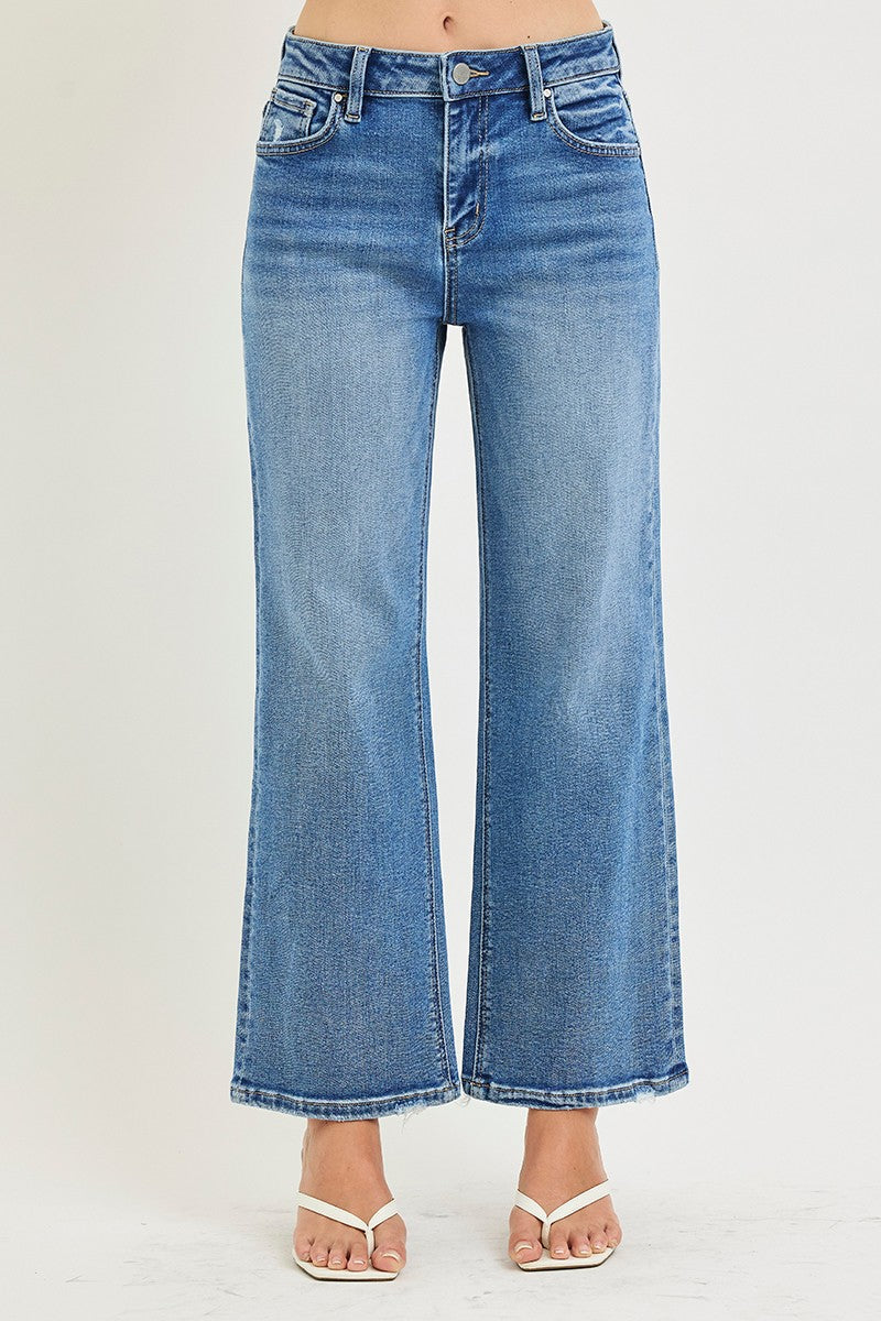 Risen High Rise Cropped Wide Leg Jeans PWC21790