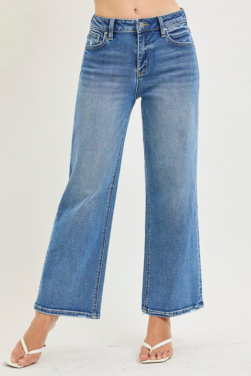 Risen High Rise Cropped Wide Leg Jeans PWC21790