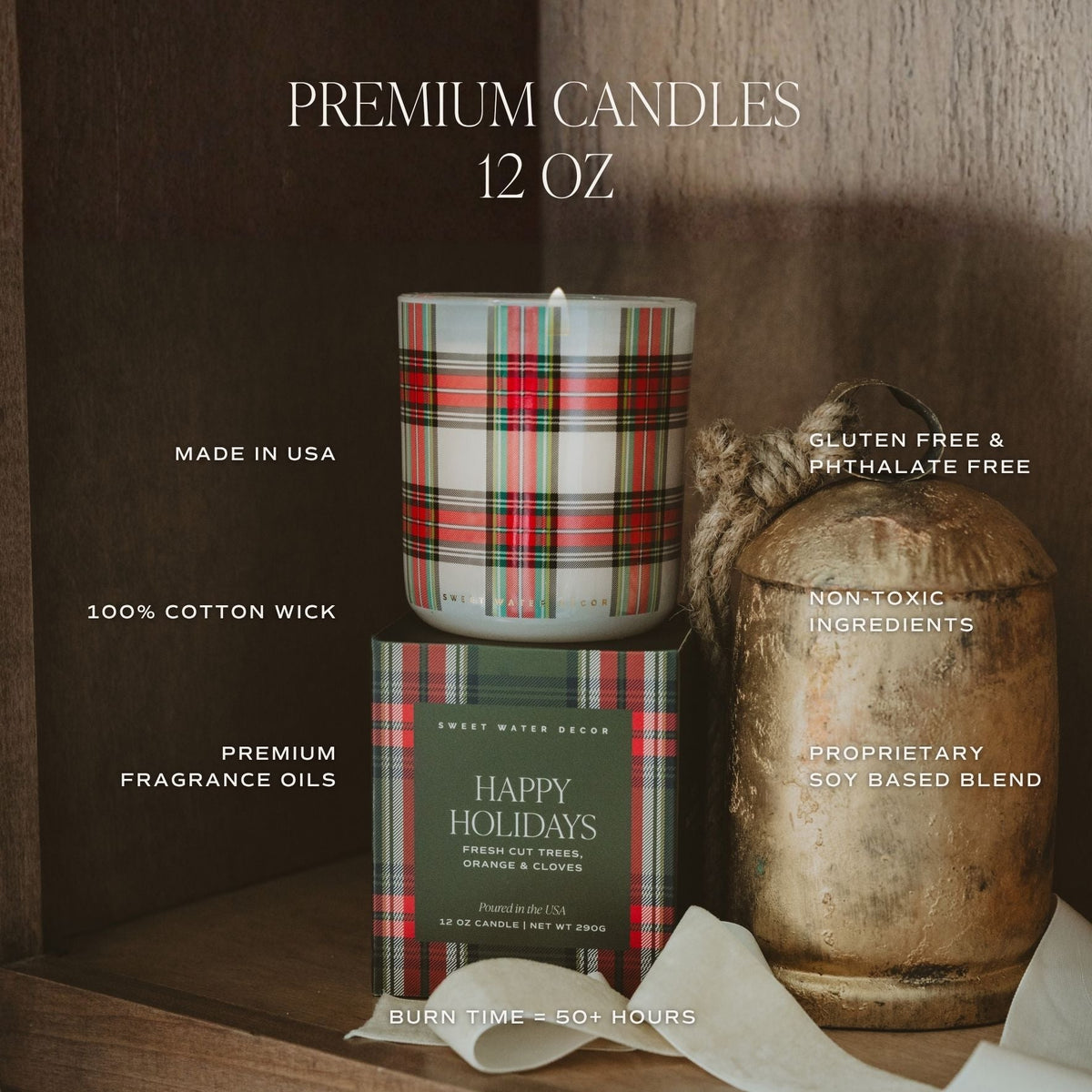 Sweet Water Decor Fraser Fir Soy Candle - Boxed Tinted Glass Jar - 12 oz