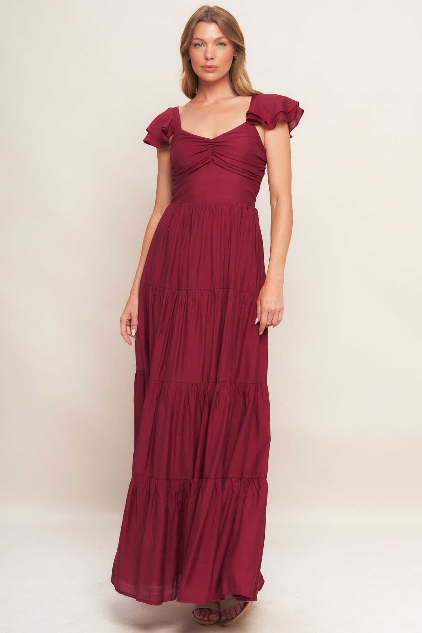 deep red summer dress SUMMER MILK DEEP RED WOVEN MAXI DRESS DEEP RED / M