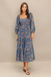 Flying Tomato Circle of Friends Printed Denim Midi Dress